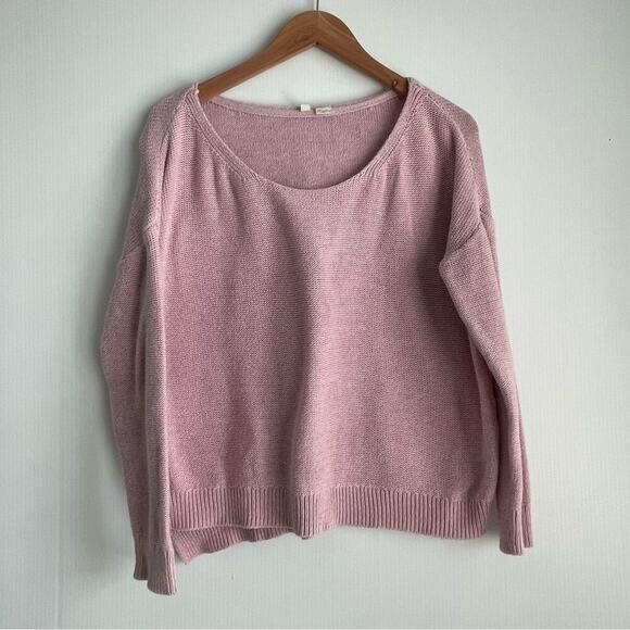 Anthropologie MOTH pink scoop neck pullover cardigan sweater 100% cotton size XS - Picture 2 of 9